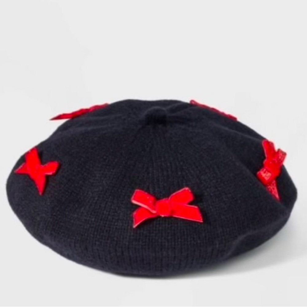 Kids Beret with Red Bows